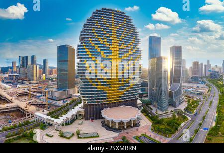 Luftkulisse der Freihandelszone Hengqin, Stadt Zhuhai, Provinz Guangdong, China Stockfoto