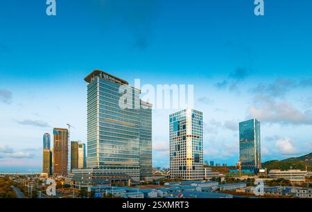 Luftkulisse der Freihandelszone Hengqin, Stadt Zhuhai, Provinz Guangdong, China Stockfoto