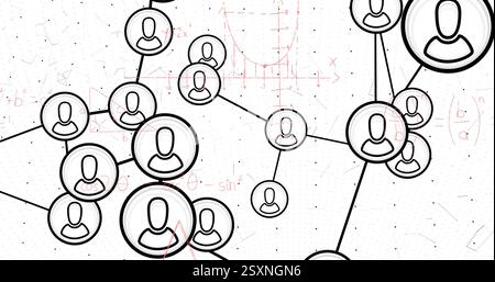 Bild von Mediensymbolen über mathematischen Gleichungen Stockfoto