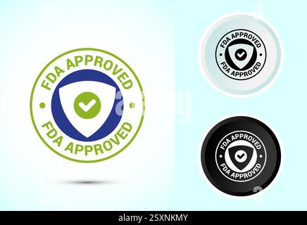 FDA-zugelassenes Symbol, Symbol für Lebensmittel- und Arzneimittelverabreichung, Farbe schwarz-weiß Stock Vektor