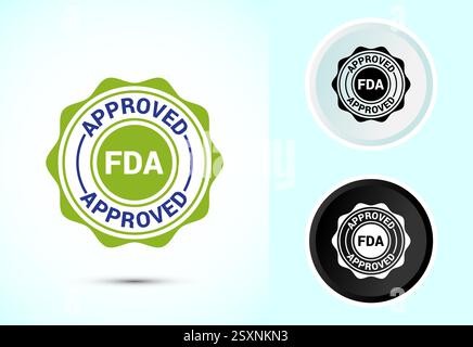 FDA-zugelassenes Symbol, Symbol für Lebensmittel- und Arzneimittelverabreichung, Farbe schwarz-weiß Stock Vektor
