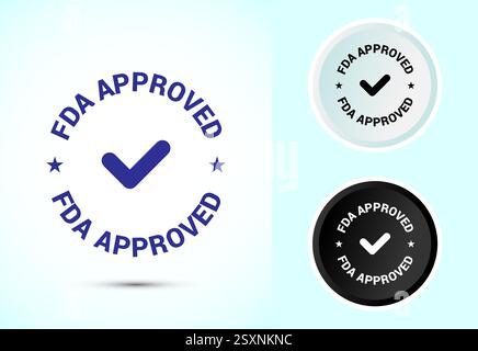 FDA-zugelassenes Symbol, Symbol für Lebensmittel- und Arzneimittelverabreichung, Farbe schwarz-weiß Stock Vektor