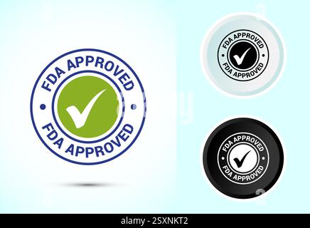 FDA-zugelassenes Symbol, Symbol für Lebensmittel- und Arzneimittelverabreichung, Farbe schwarz-weiß Stock Vektor