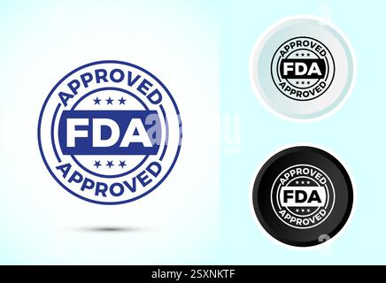 FDA-zugelassenes Symbol, Symbol für Lebensmittel- und Arzneimittelverabreichung, Farbe schwarz-weiß Stock Vektor