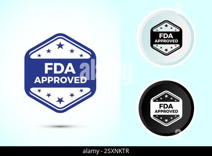 FDA-zugelassenes Symbol, Symbol für Lebensmittel- und Arzneimittelverabreichung, Farbe schwarz-weiß Stock Vektor