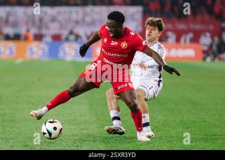 Hilary Gong von Widzew wurde während des polnischen PKO BP Ekstraklasa League-Spiels zwischen Widzew Lodz und Pogon Szczecin im Widzew Lodz Municipal gesehen Stockfoto