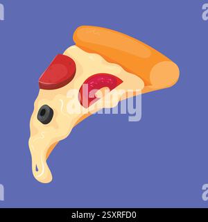 Schnitt Pizza geschmolzener Käse Vektor-Illustration. Pizza Slice Cartoon Icon Vektor Stock Vektor