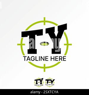 Logo Design Grafik Konzept kreative Premium Vektor Stock Bild verkaufen Top Initial TY Schriftart Golf Loch Zielpunkt Sport zu Monogramm Typographie Club Ball Stock Vektor