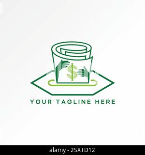 Logo Design Grafik Konzept kreative Premium Vektor Stock Bild Top Verkauf Brieftasche Schweinchen Bank Loch Papier Geld Dollar halten Hände zu sparen Geld Budget Stock Vektor