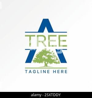 Logo Design Grafik Konzept kreative Premium Vektor Stock Bild oben verkaufen Initial Eine Schriftart große Baum Regenwald Garten Kunst zu Monogramm Typographie Branding Stock Vektor