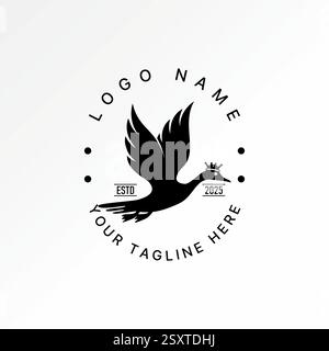 Logo Design Grafik Konzept kreative Premium Vektor Stock Bild Top Verkauf Tier Kran Ente Reiher Vogel Storch Fliege Ziel Jäger Vogelkrone Landwirtschaft Stock Vektor