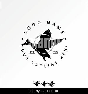 Logo Design Grafik Konzept kreative Premium Vektor Stock Bild Top Verkauf Tier Kran Ente Reiher Schwan Vogel Storch Fliege Ziel Jäger flauschige Vogelkrone Stock Vektor