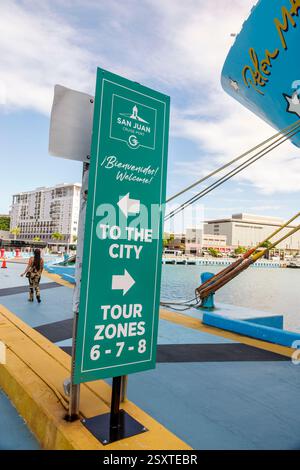 San Juan Puerto Rico, Atlantik, Bucht von San Juan, Blick auf den Kreuzfahrthafen, Norwegian Cruise Line NCL Breakaway Schiff 11-tägige Karibik-Reiseroute, San Juan Cru Stockfoto