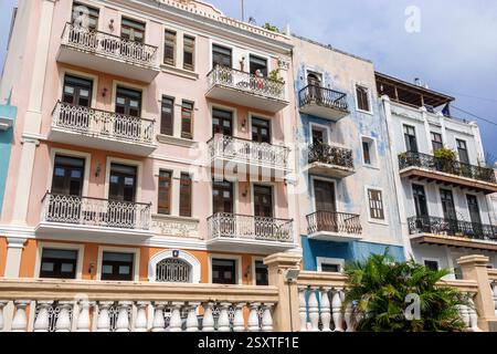San Juan Puerto Rico, Viejo Old San Juan, Caleta de las Monjas, Nuns Cove, historische Straße, Wohnhäuser, Apartamentos San Jose, Kolonialzeit Stockfoto