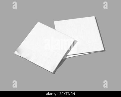 3D-Modellrendering mit zwei quadratischen Papierservietten Stockfoto