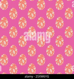 Nahtloses Muster mit dekorativen Eiern auf leuchtendem rosa Hintergrund Stock Vektor