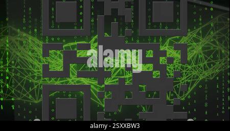 Abbildung der digitalen Datenverarbeitung mit qr-Code und Binärcodierung Stockfoto