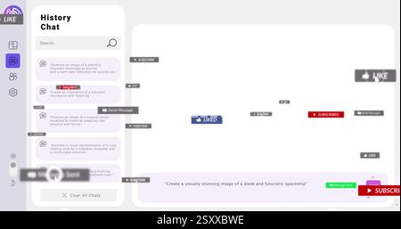 Bild der Mediensymbole im Ai-Chat Stockfoto