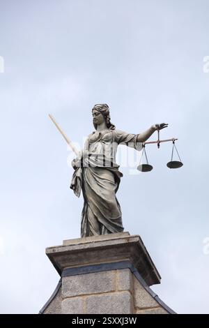 Statue of Lady Justice in Dublin Castle, Wahrzeichen in Dublin, Irland. Stockfoto