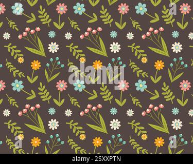 Blumenmuster. Vektorabbildung in abgewickelter Form. Stock Vektor