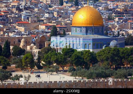 Jerusalem Tempelberg mit Felsendom. UNESCO-Weltkulturerbe. Stockfoto
