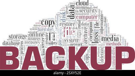 Backup-Vektor-Illustration Wortwolke isoliert auf weißem Hintergrund. Stock Vektor