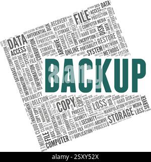 Backup-Vektor-Illustration Wortwolke isoliert auf weißem Hintergrund. Stock Vektor