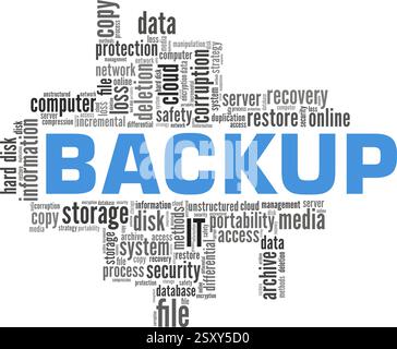 Backup-Vektor-Illustration Wortwolke isoliert auf weißem Hintergrund. Stock Vektor
