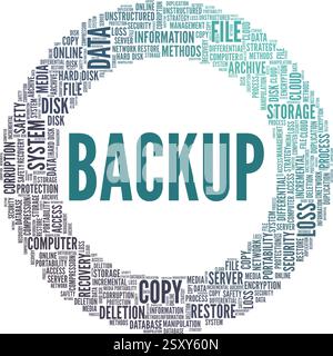 Backup-Vektor-Illustration Wortwolke isoliert auf weißem Hintergrund. Stock Vektor