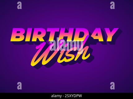 Geburtstagswunsch. Texteffekt-Design für Social-Media-Anzeigen oder Printwerbung mit hellen Farben Stock Vektor