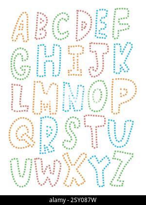 Satz von Vektorbuchstaben im Retro-Stil. Spieldesign. Schriftart alter Spiele. 8-Bit-Buchstaben und Zahlen Vektoralphabet. Schriftart für Pixel-Videospiele. 8-Bit-Symbole. Stock Vektor