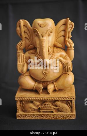 Sandelholz ganesha Statue, jaipur, rajasthan, Asien, Indien, Asien Stockfoto