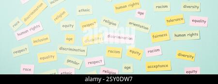 Gleichheit, Vielfalt, Menschenrechte, Gerechtigkeit und Hoffnung, gegenseitige Achtung, Toleranz und menschliche Beziehungen Stockfoto