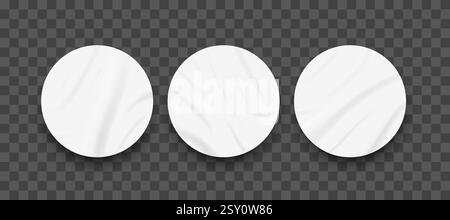 Zerknitterte Aufkleber auf transparentem Hintergrund. Vektor Stock Vektor