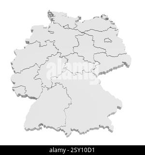 Deutschland und alle seine staaten. Isoliert auf reinweißem Hintergrund für bessere Trennung Stockfoto
