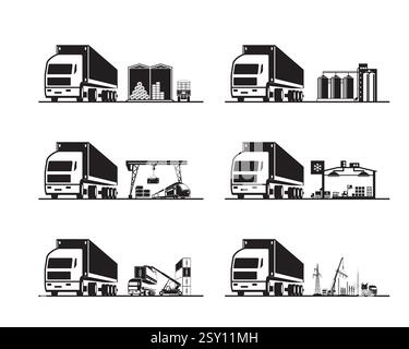 Lkw-Transportbehälter für verschiedene Branchen - Vektorillustration Stock Vektor