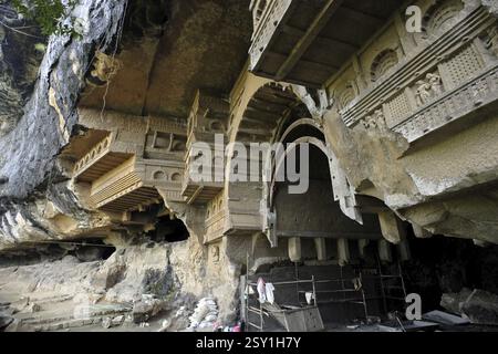 Kondana buddhistische Höhlen, Karjat, Raigad, Maharashtra, Indien, Asien Stockfoto