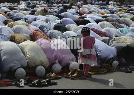 Menschen beten Namaz Eid Festival, Jodhpur, Rajasthan, Indien, Asien Stockfoto