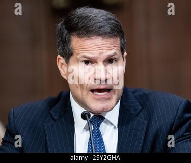 Washington, Usa. Februar 2025. Dean sauer, nominierter Solicitor General der Vereinigten Staaten, sprach bei einer Anhörung des Justizkomitees des Senats im US-Kapitol in Washington, DC Credit: SOPA Images Limited/Alamy Live News Stockfoto