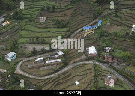 Luftaufnahme von Dörfern, Kathmandu, Nepal, Asien Stockfoto