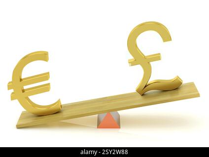 Balancieren, Euro-Währung und Vereinigtes Königreich Pfund, Indien, Asien Stockfoto