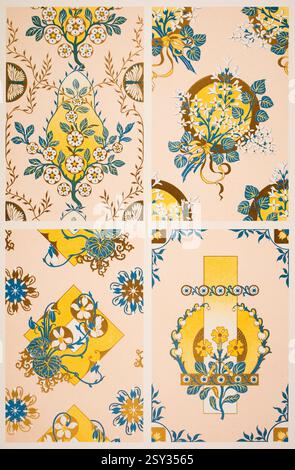 Modernes Flachenmuster, Dekorationsentwürfe des Künstlers Adolph Friedrich Erdmann, von Menzel aus Dekorative Vorbilder VII, 1897 Stockfoto