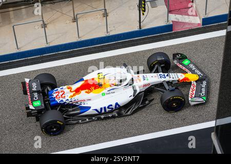 26.02.2025, Bahrain. , . International Circuit, Sakhir, Formel 1 Testfahrten Bahrain 2025, im Bild Yuki Tsunoda (JPN), Visa Cash App RB Formel 1 Team (Foto: Alessio de Marco/SIPA USA) Credit: SIPA USA/Alamy Live News Stockfoto