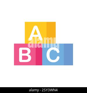 Buntes Alphabet blockiert das Symbol für Kinderspielzeug. Vektorabbildung Stock Vektor