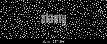 Winziges, nahtloses Muster mit weißen Blüten. Einfarbiges, wiederholtes Muster. Floraler Hintergrund für Textildruck, Stoffmuster, Kleid Ornament, Kleidung Design Ornament. Niedliche romantische Tapete. Vektor Stock Vektor