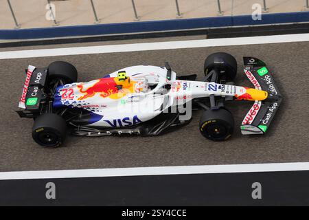 22 TSUNODA Yuki (JAP), Visa Cash App RB F1 Team VCARB02 während der Formel 1 Aramco Vorsaisontests 2025 der FIA Formel 1 Weltmeisterschaft 2025 vom 26. Bis 28. Februar 2025 auf dem Bahrain International Circuit in Sakhir, Bahrain - Foto / DPPI Stockfoto