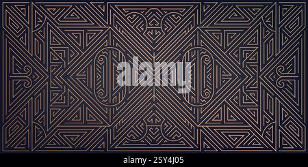 Vektor-Art-Deco-Gold-Hintergrund, gatsby-Linie geometrischer Rahmen, Vintage-königliches Design. Elegantes, modernes Ornament. Stock Vektor