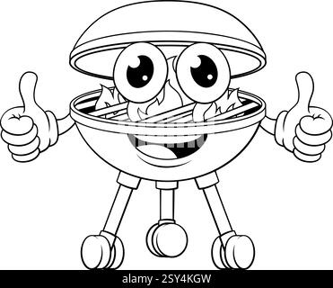 Barbecue Cartoon Mascot Holzkohle Barbecue Person Stock Vektor