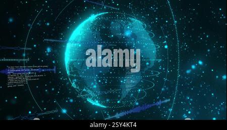 Abbildung von Diagrammen und Datenverarbeitung über den Globus Stockfoto