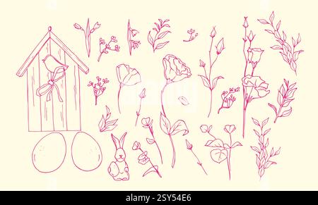 Ostern Hand gezeichnete Doodles Set Stock Vektor